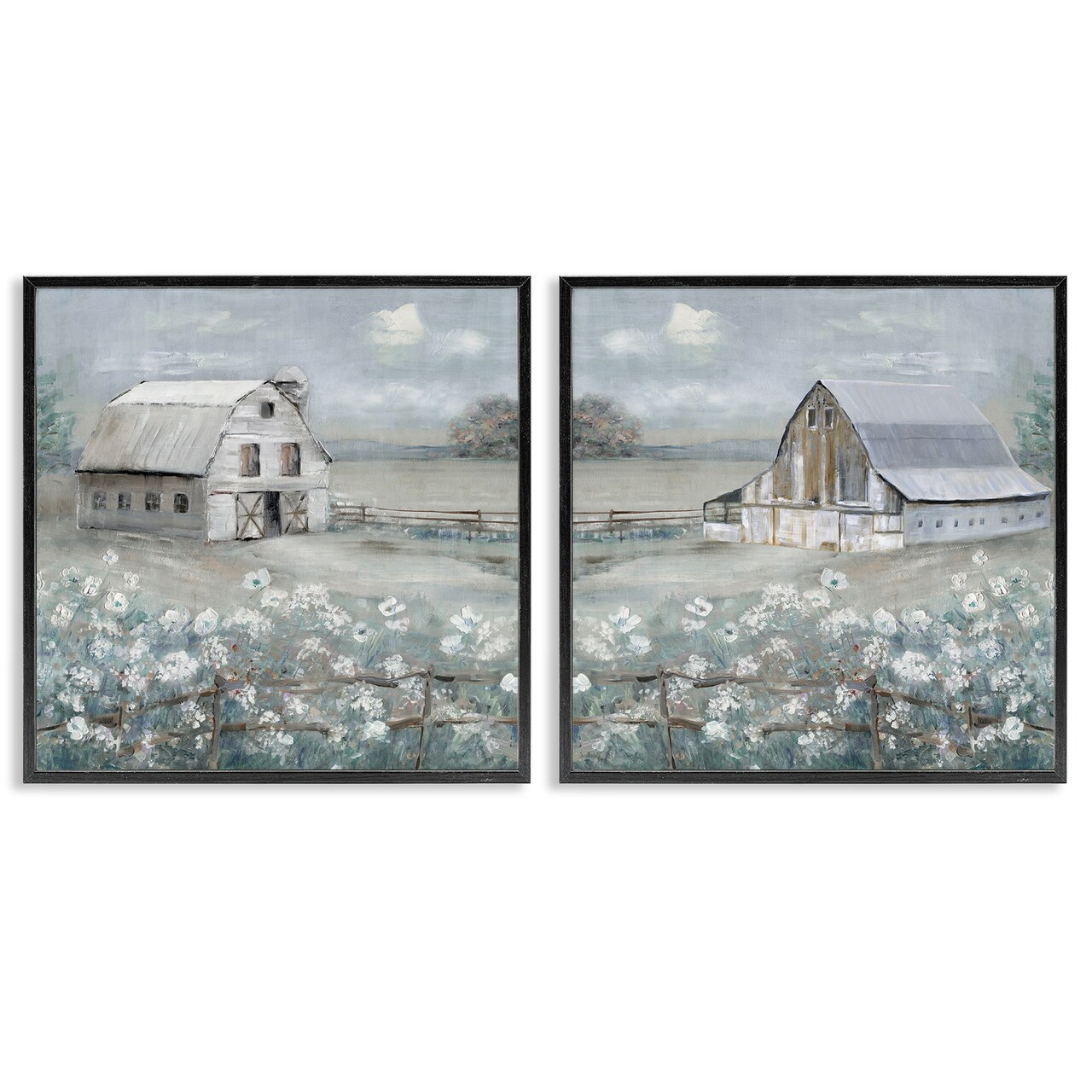 Stupell Industries Country Meadows with Barns 2pc Framed Giclee Wall Art Set Design by Sally Swatland
